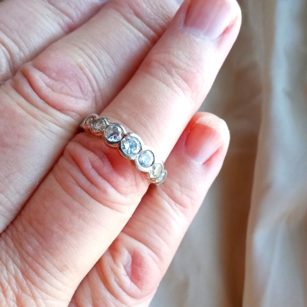 Sterling silver 925 CZ Ring Size 6.75 used condition but it does sparkle